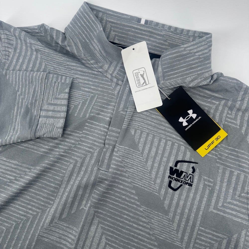 NEW Under Armour WM Phoenix Open Pullover Men Extra Large Gray Geometric 1/4 Zip